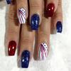 Independence Day Press On Nail Almond False Nail Full Cover Artificial NaiL Acrylic Nail Stick On Nail for Women 24Pcs
