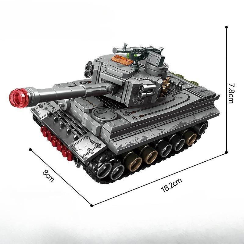 358pcs Military Series Tiger Tank Tracked Combat Vehicle Assembly Building Blocks Children's Toys