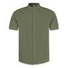 Men's Summer Linen Short Sleeve Shirt Stand Collar Button Down Shirt Casual Breathable Lightweight Top for Daily Wear