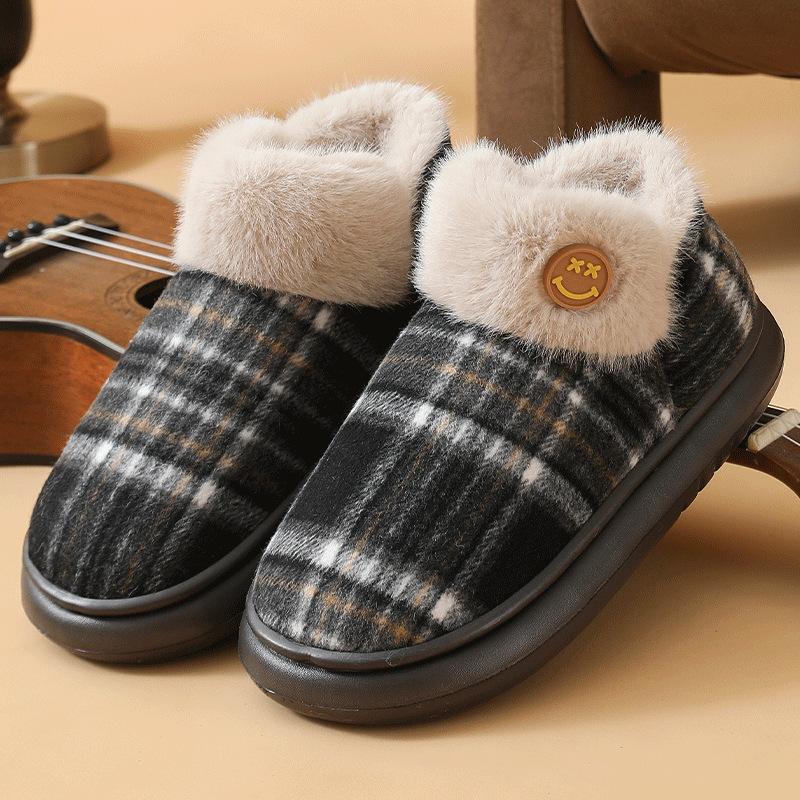 Winter Warm Cotton Slippers Women Men Home Shoes Simple Non-slip Indoor Slides Corduroy Couple Slipper Female Shoes