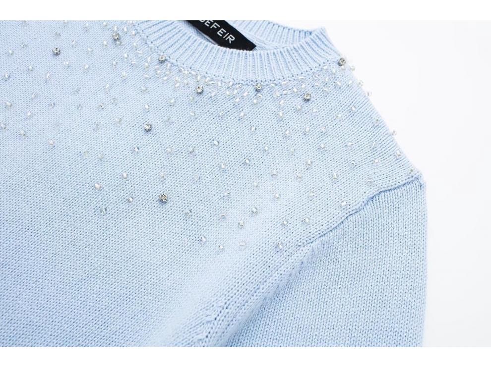 European & American Summer Women's Beaded Knit Sweater - Street Fashion Jewelry Embellished