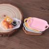 Miniature Dollhouse Dinnerware Set: Double-Ear Plate & Tray with DIY Cream Glue Handmade Resin Accessories