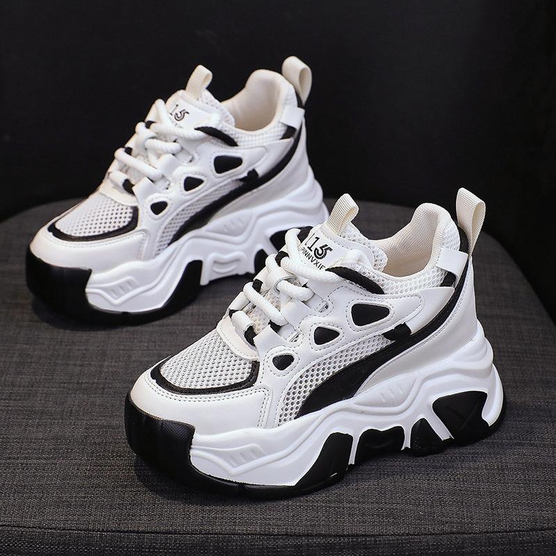 

Inner heightening dad shoes children 2025 summer new versatile thick-soled breathable casual sports net shoes Xiaobai 39 чорний