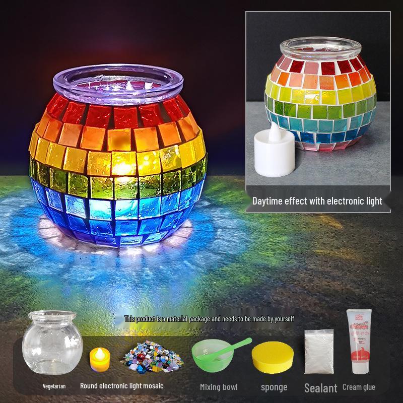 Handgemachtes DIY Glasmosaik Kerzenhalter Vase - Kreatives Eltern-Kind-Lernspielzeug, Perfekt für Geburtstagsgeschenke