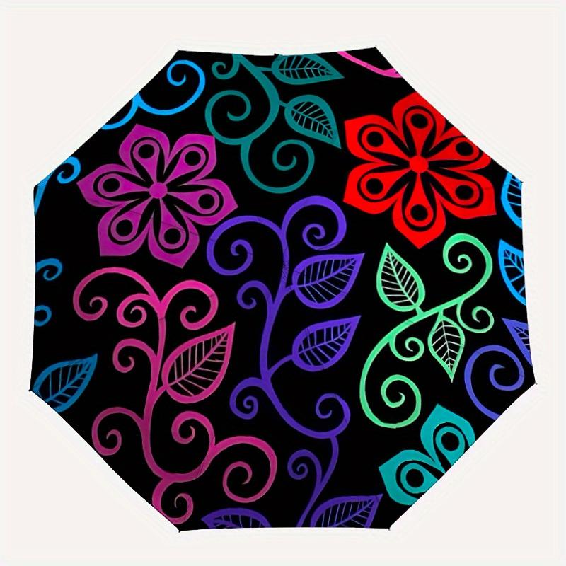 

1pc Floral Pattern Automatic Umbrella - 8-Rib Foldable Design, Outdoor Adventures, and Family Celebrations yy250829019