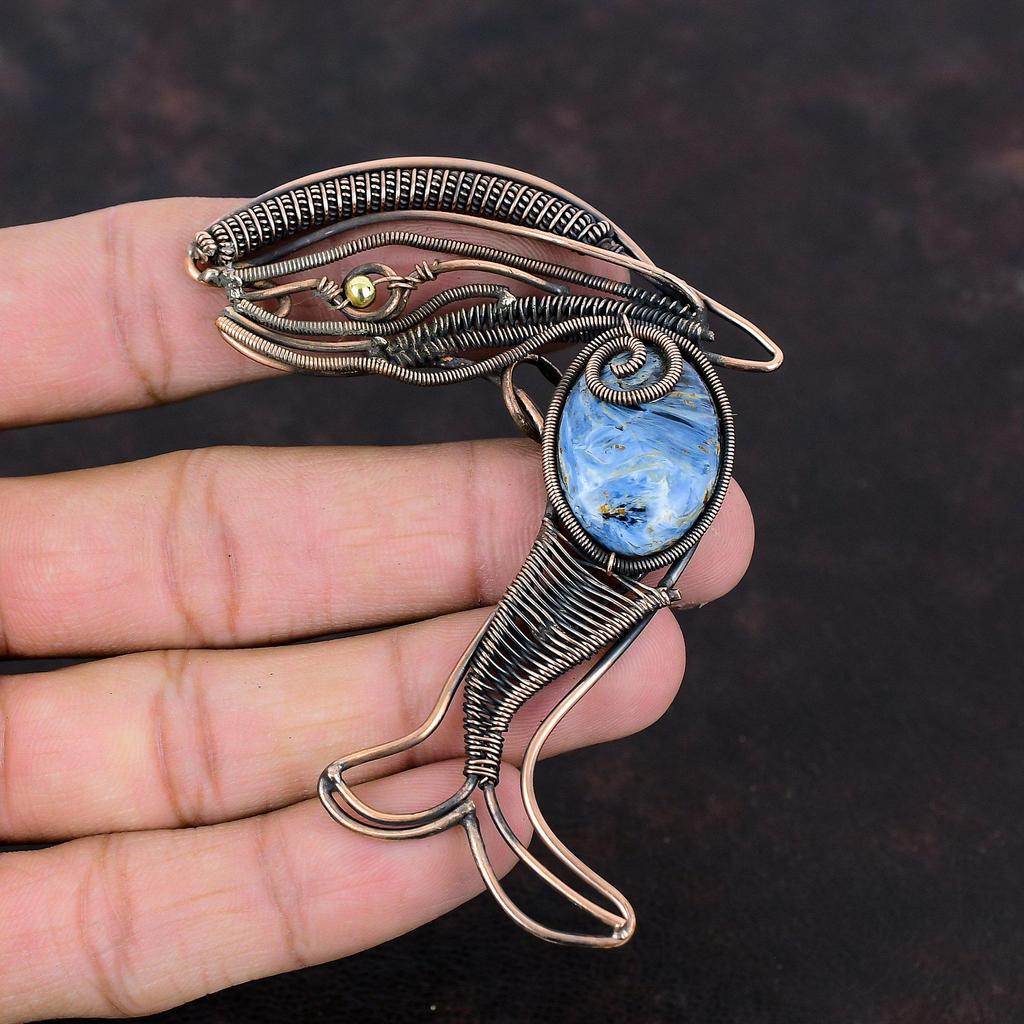 Pietersite Pendant Copper Wire Wrapped Pendant Fish Pendant Pietersite Gemstone Jewelry Handmade Ethnic Pendant Copper Wire Jewelry For Gift