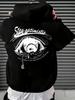 Men's Dark Aesthetic Hoodie Stay Optimistic Crying Eye Graphic Back Print Oversized Pullover Sweatshirt Streetwear