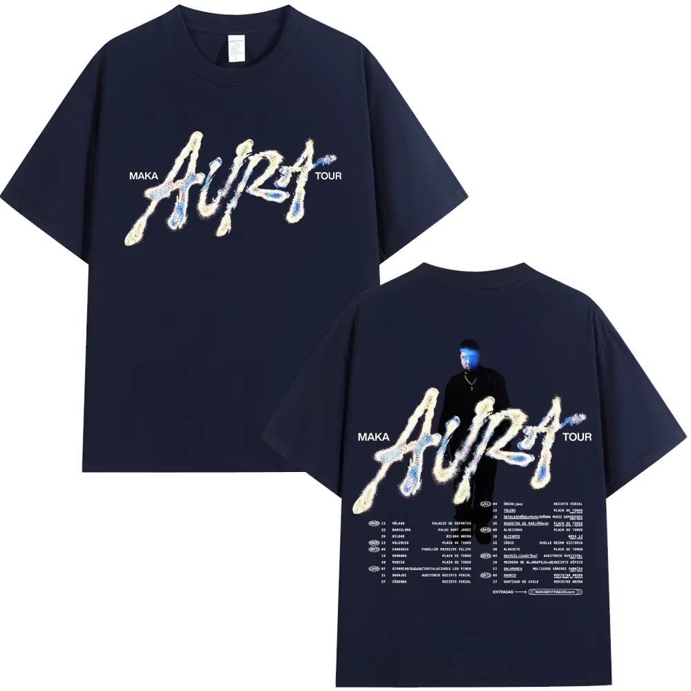Rapper Maka 2025 Aura Tour Merch T-shirt Men Women Fashion Vintage T-shirts Casual Cotton O-Neck Short Sleeve T Shirt Streetwear