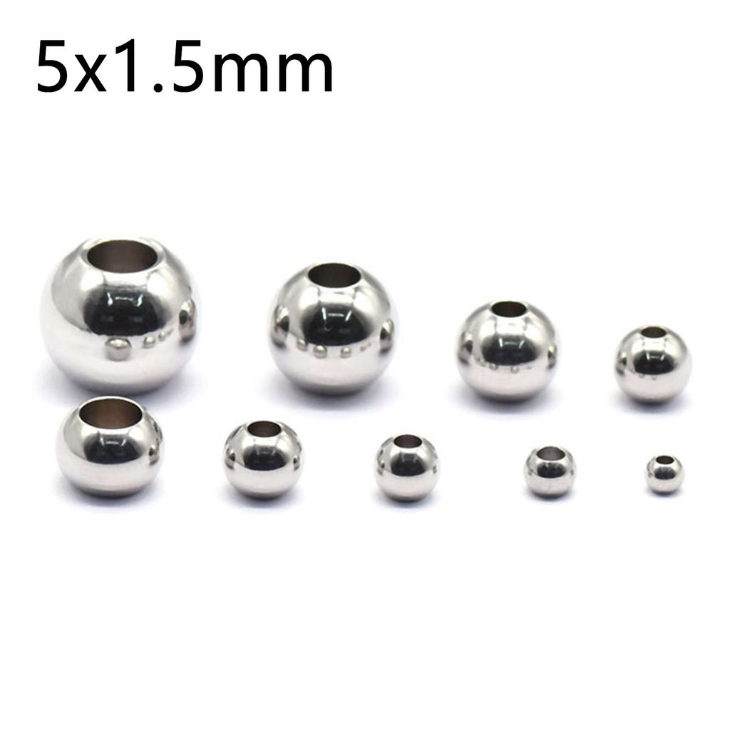 50 Piece 304 Stainless Steel Loose Spacer Beads Charms Silver Color Round Ball Beads For Jewelry Making Diy Necklace Findings