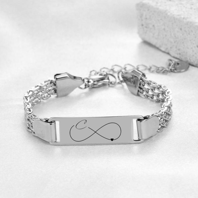 Stainless Steel 8mm Mesh Heart Infinity Alphabet Bracelet Kids Minimalist Geometric Charm Jewelry