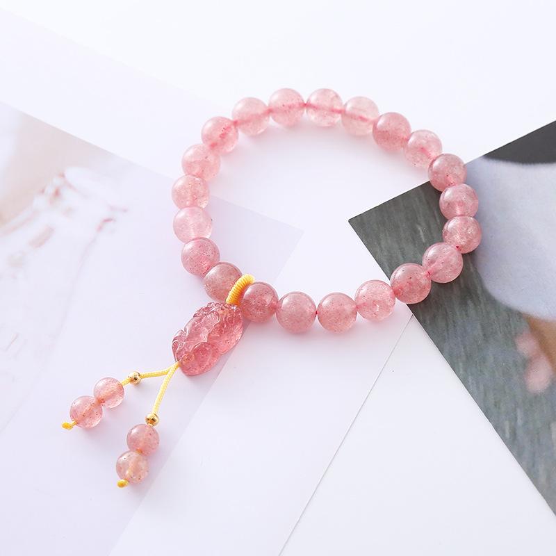 Natural strawberry crystal bracelet pink retro bracelet. Bangles Women Fashion Jewelry accessories Gift
