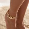 Ingemark Trendy Exquisite Oil Dripping Flower Adjustable Anklet Women Summer Beach Gold Color Metal Feet Chain Party Jewelry New
