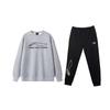 Li Ning Loose And Comfortable Letter Print Round Neck Drop Shoulder Long Sleeve Elastic Waist Long Pants Casual Sports Suit AWDTD13-2+YKLU331-1