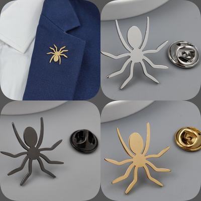 Fun Spider Gold-plated Badge, Suit Lapel Pin Stainless Steel Black, Women's Anti-exposure Button, Men's Brooch