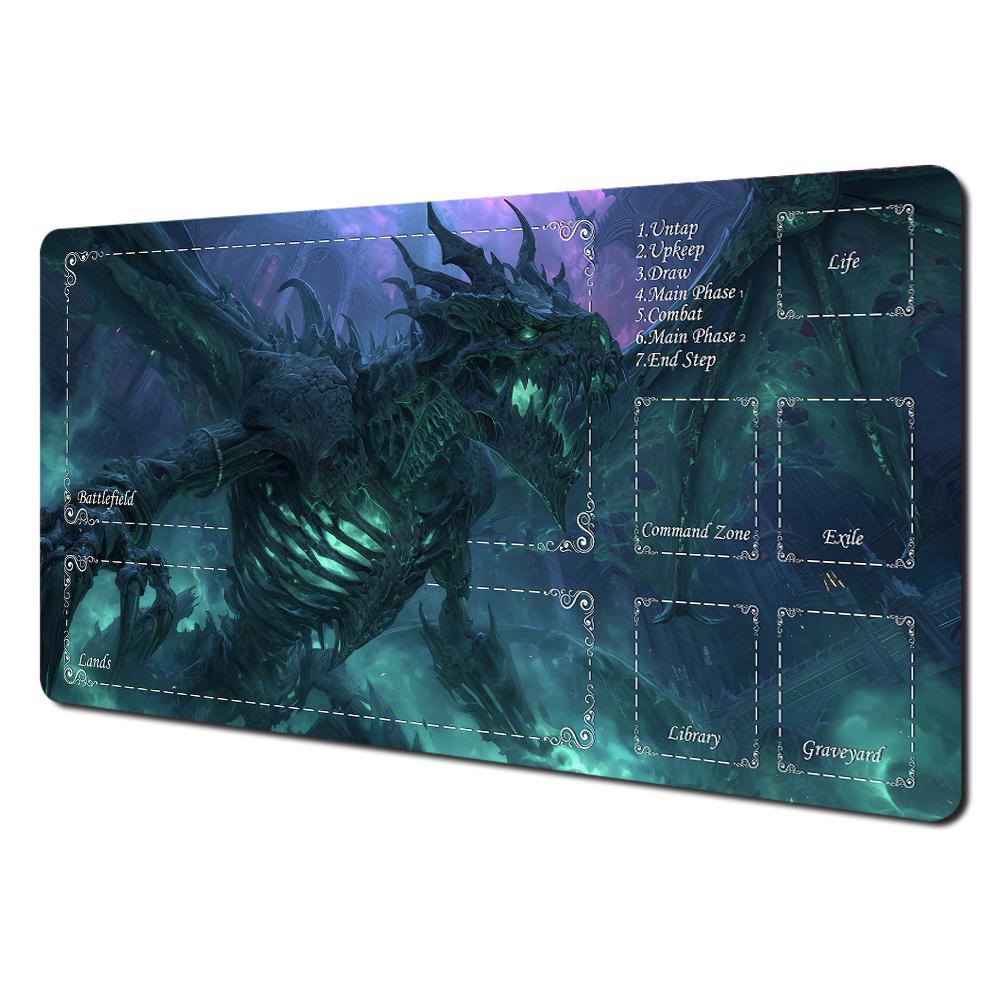 Purple Rose Galaxy Dragon MTG Playmat AntiSlip Stain Resistant Fantasy Gaming Desk Mat for TCG Players