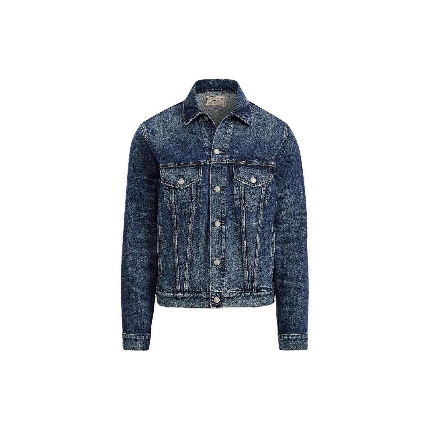 

Polo Ralph Lauren SS24 Куртка дальнобойщика из выцветшего денима Мужская куртка Синяя MNPOOTW16020-001 M