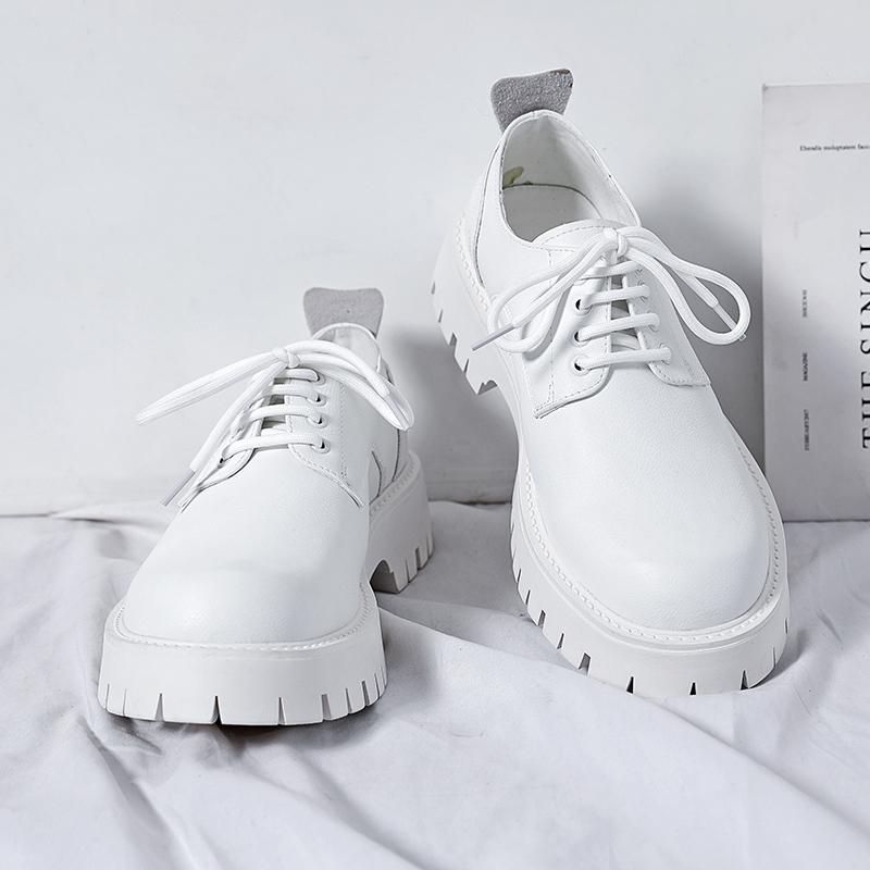 Italian Luxury Leather Shoes Thick Sole Comfortable Oxford Shoes Round Head Lace-up Smooth Shoes Formal Shoes Wedding Casual