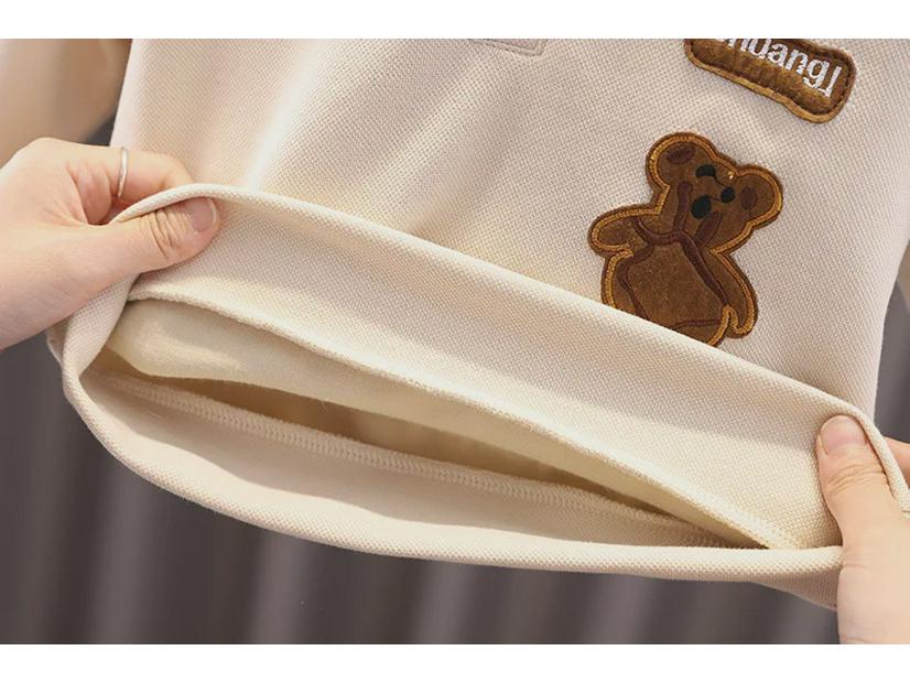 Boys' Stylish Two-Piece Autumn Cartoon Sweater Set with Lapel - Solid Color Long-Sleeve Casual Outfit for Kids