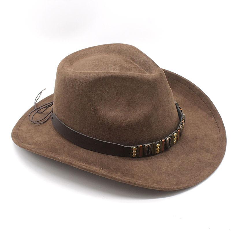 Male And Female Couples Hats Ethnic Style Suede Western Cowboy Top Hat