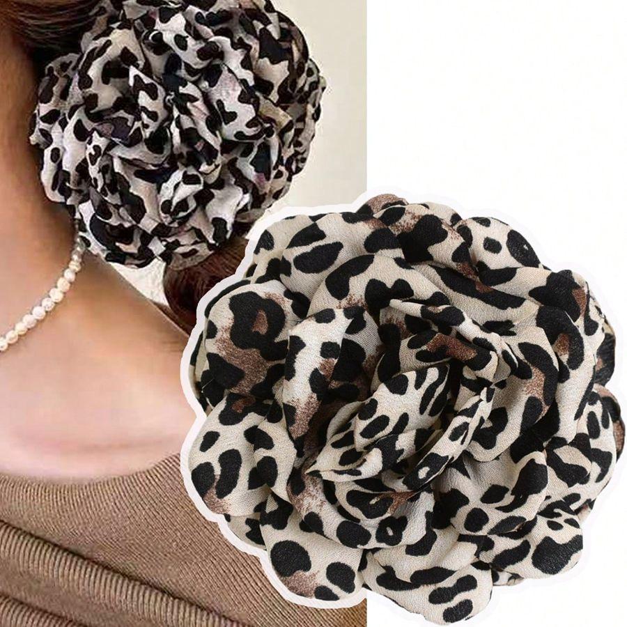 Vintage Solid Color Fabric Fashion Girl Hair Claw Hair Accessory Three-Dimensional Rose Flower Women's Hairpin Elegant Shark