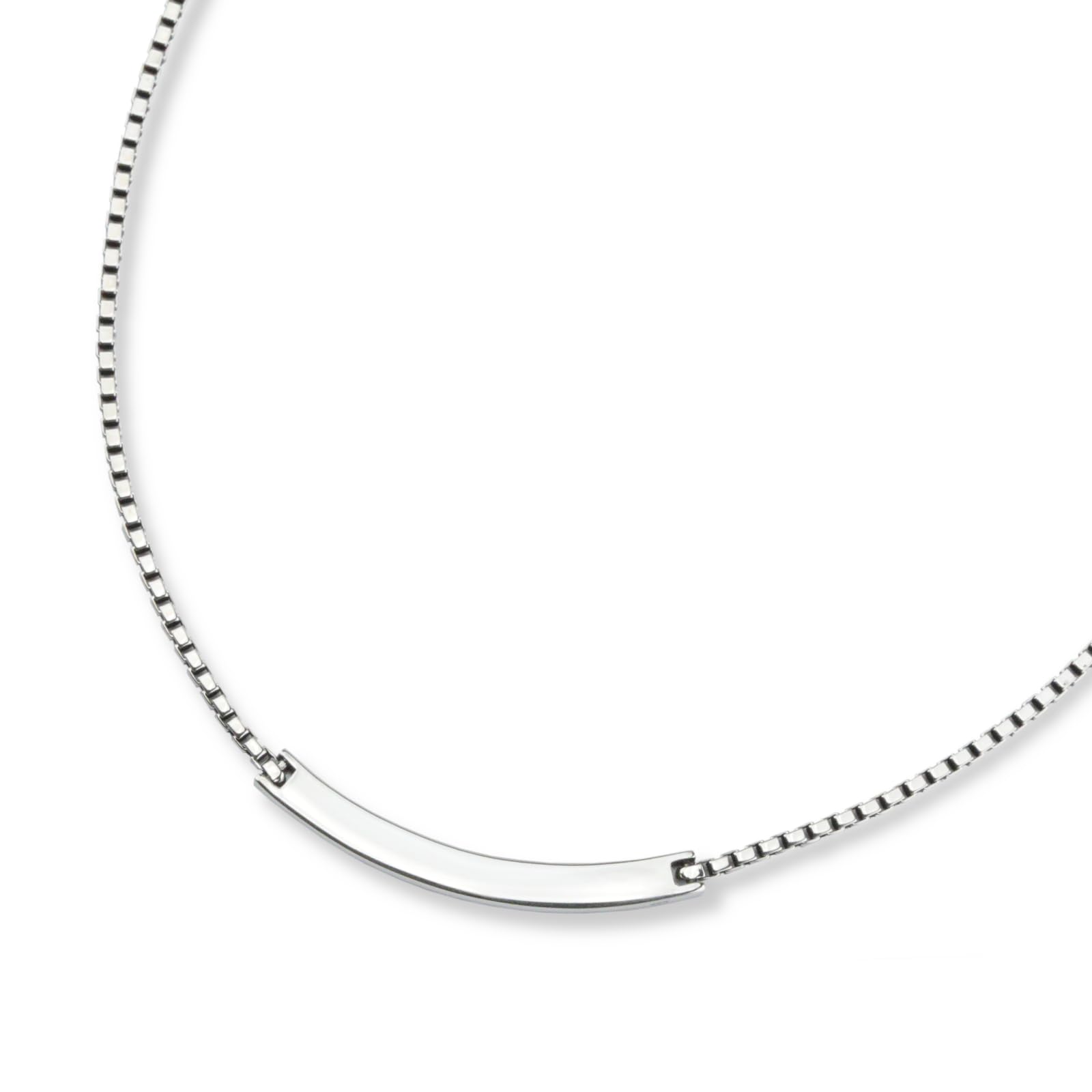 

EPIC BOLEN Silver 925 Necklace, Simple Men s Necklace with Horizontal Bar, Small Plain Pendant, Venetian Chain, 50cm