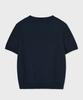 FALLETT Drawing Flower Short Sleeve Knit Navy