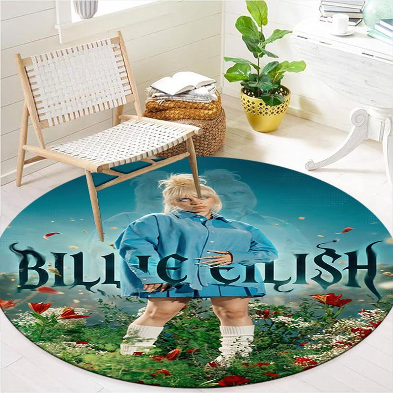 Billie Eilish Round Area Rug,Carpet Rug for Living Room Bedroom Sofa Playroom Decor,Non-slip Floor Mat
