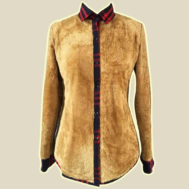 Keep warm in autumn and winter, shirt women's autumn and winter velvet thickened long-sleeved British slim-fitting bottomed cotton plaid shirt women