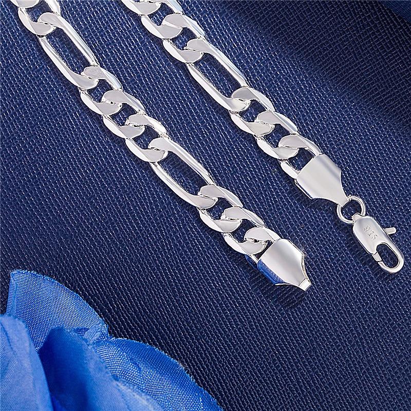 925  Silver 6MM Chain Bracelets For Women Men Fashion Simple Geometric Hollow Lobster Clasp Bracelet Engagement Jewelry