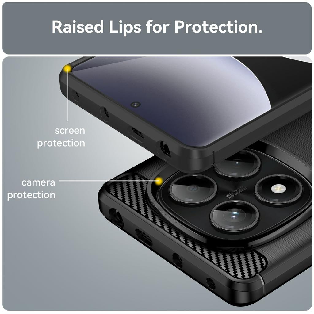 For Xiaomi Redmi Note 14 Pro 4G Case Protective Phone Cover Carbon Fiber Texture Brushed