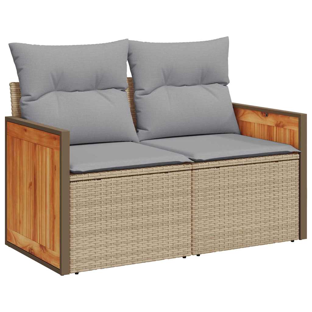 Garden Sofa Set with Cushions 13 pcs Beige and Light Grey Poly Rattan