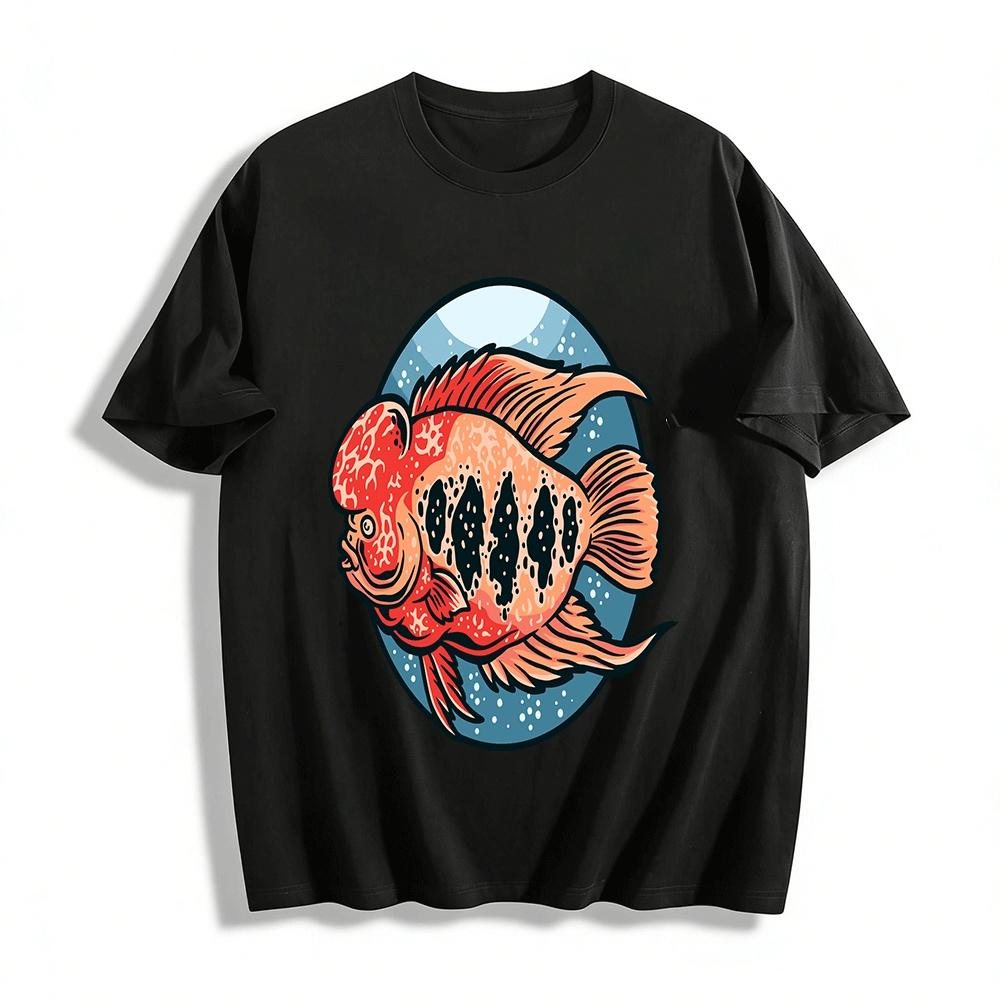 

Flowerhorn Cichlid Graphic Casual Short Sleeve T-Shirt Pure cotton T-shirt XXS