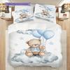 Bettwäsche-Steppdecken-Set mit Teddybär-Muster Bettdeckenbezug Kissenbezug Heimdekoration Geburtstagsgeschenk (1 Bettbezug + 2 Kissenbezüge, ohne Füllung)