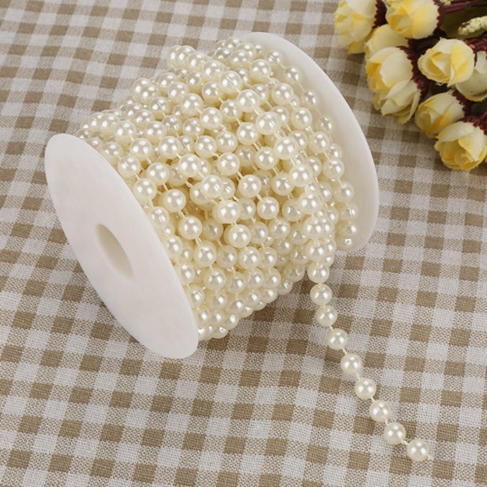 DIY Handmade Accessories 8mm Size Pearl Beads Garland Beige Color Faux Pearl Pearl Bead Roll White 10M Pearl String DIY Craft