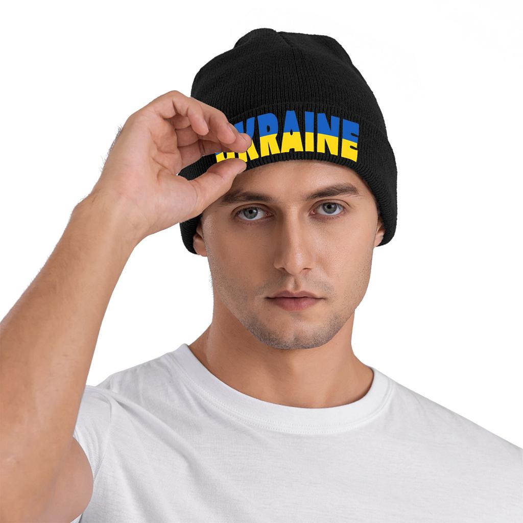 Ukraine Knit Hat  Street Y2K Caps Adult Unisex Outdoor Beanie Hats Autumn Winter Printed Elastic Bonnet Hats