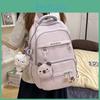 Solid Simple Color Letter Pattern Student Backpack With Pendant Decoration