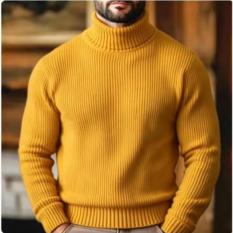 Mens Slim Fit High Neck Knit