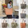 Woven Straw Tote Bag With Zipper Closure For Casual Travel And Summer Outings