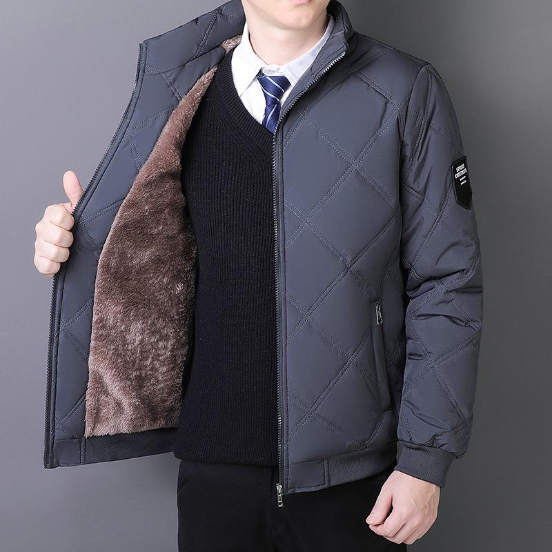 

- Large Size New High-end Lamb Wool Cotton-padded Jacket Medium and Old Jacket Men s Jacket with Cotton Thickened To Keep Warm M серый