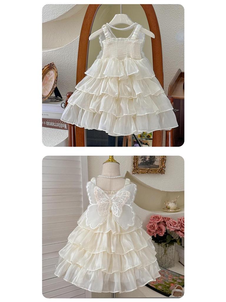 Rochie de vară 2025 pentru fete cu aripi de fluture de zână și tort - Pentru ziua de naștere și de seară