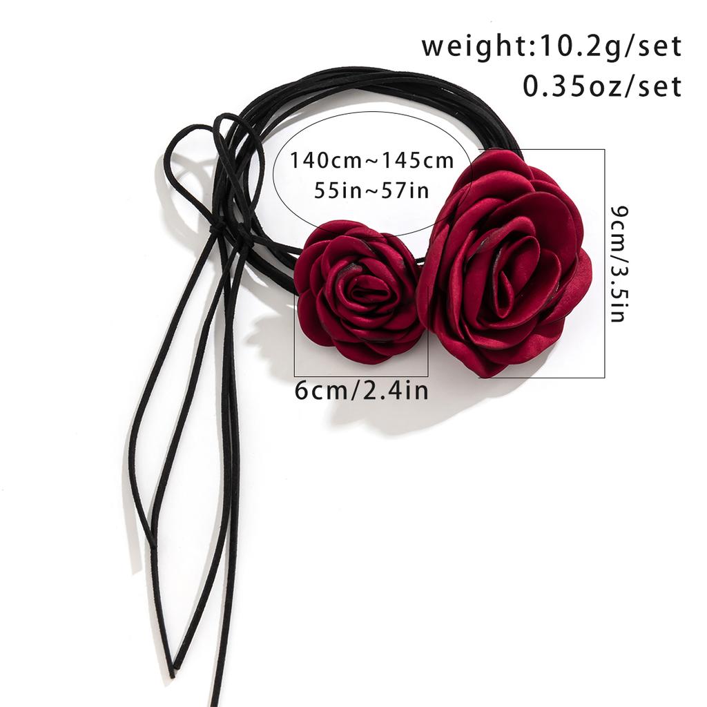 2 Pcs Separable Big Flower Choker Necklace for Women Elegant Romantic Ladies Long Rope Lace-up Chains Collar On the Neck Jewelry