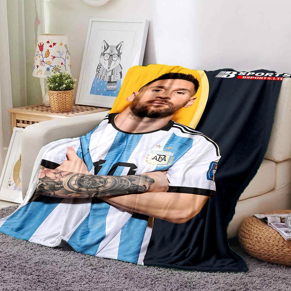 1 pièce Couverture en flanelle Célébration de Messi de l'Argentine Super Douce Mignonne Confortable pour Voyage Literie Canapé Canapé Couverture Y7304