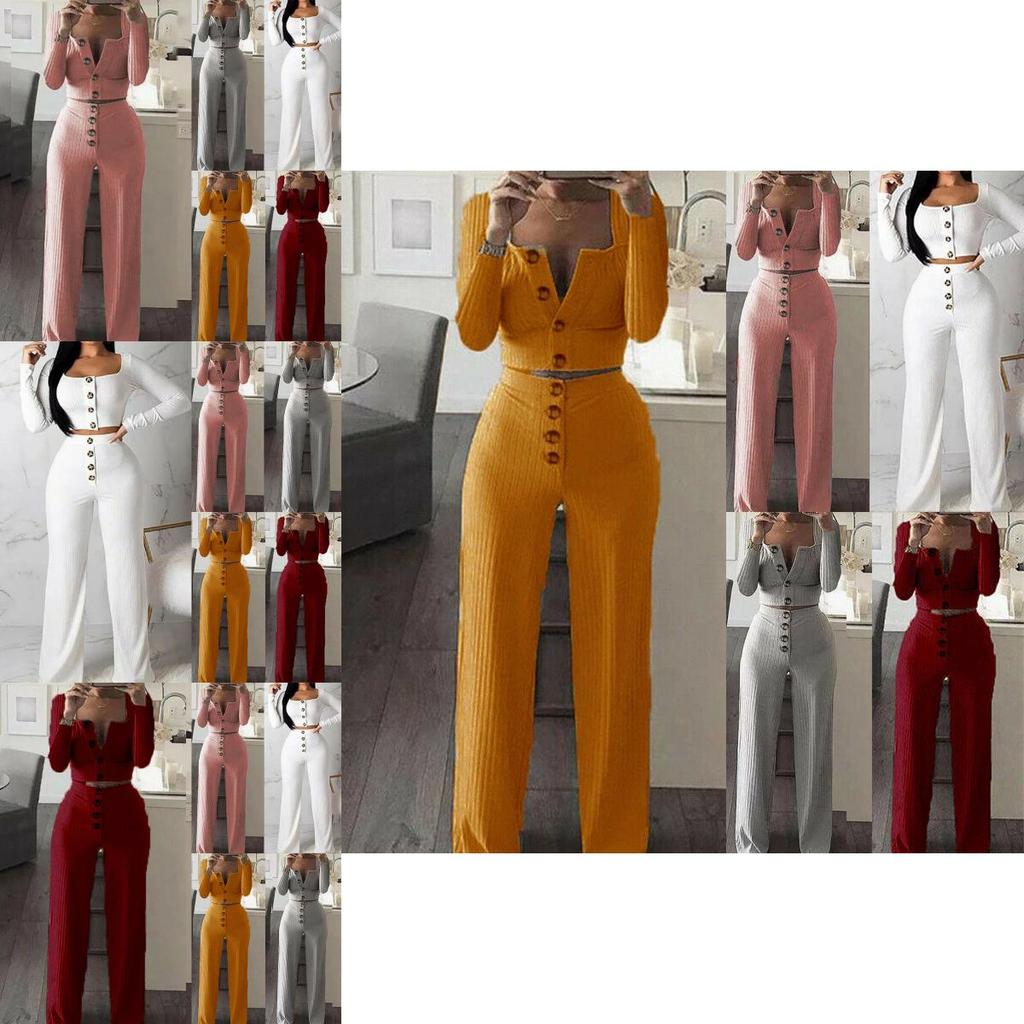 Stylish Women Tracksuit Cropped Top And Pants Set Comfortable Loungewear Collection Size 6-18