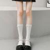 Simple Pearl Knee High Socks Cotton Calf Socks Sweet Knee High Stockings Lolitas Princess Socks for Womens Girls Gifts
