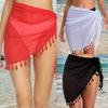 Elegant Beach Skirt Hip Wrap Short Dress Tassels Head Scarf with Fringes for Casual and Resort Wear