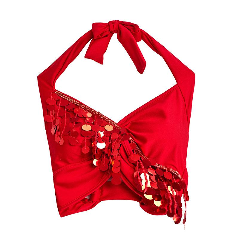 Sexy Pailletten-Quasten-Top für Damen-Bauchtanz-Aufführung