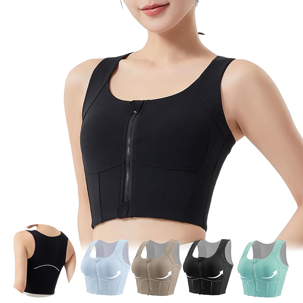 

Спортивный бюстгальтер, который сильно двигается для интенсивной фиксации спереди, высокая поддержка, интегрированная спортивная одежда для бега и тренировок [veimia] не [S-5XL, размер, упражнения, чёрный