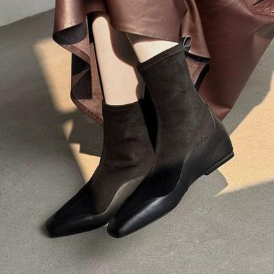 Bottes Cheville Plates Daim Nouvelles Chaussures Designer Hiver Élégantes Neige Chelsea Mode Bottes Décontractées Fête Femme Botas Zapatos