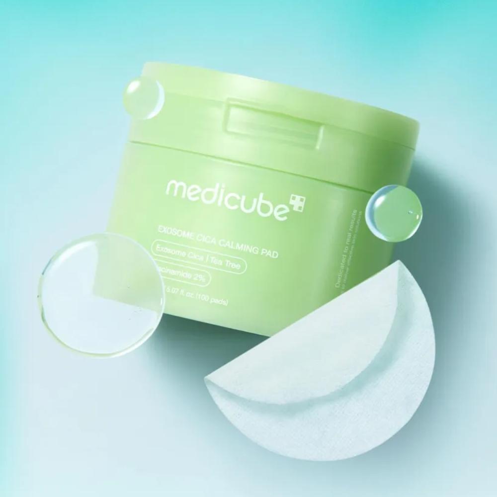 Medicube Exosome Cica Soothing Toner Pad Set –  100P(+Refill 100 Sheets) with Centella, Niacinamide & Tea Tree for Sensitive Redness Relief