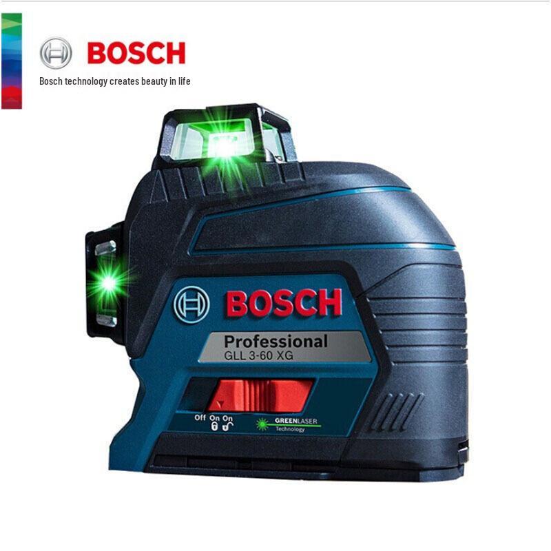 Livella Laser Verde Automatica a Tre Linee Bosch GLL3-60XG, Supporto a Parete e a Pavimento